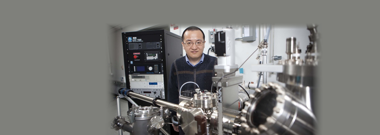 Binghamton University Professor Guangwen Zhou at the research laboratory