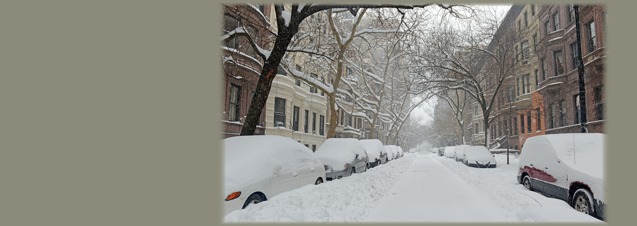 Snowy streets in blizzard