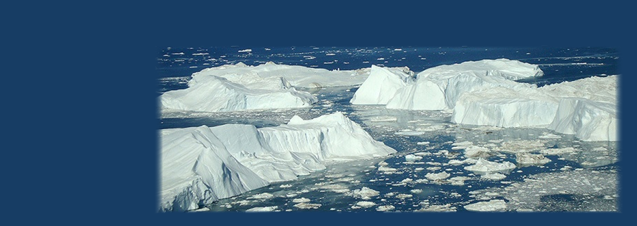 chunks of snow and ice caps floating on the ocean