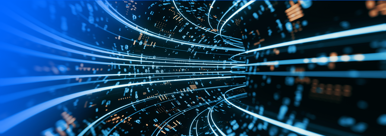 3D Rendering of binary tunnel with led leading light