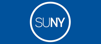 SUNY circle logo on blue background