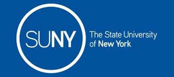 SUNY full logo in white on blue background