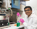 Upcoming second-year student researcher and Summer Research Fellow Smit Patel in the lab at Binghamton University