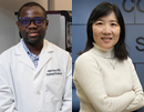 Professional photo of from left to right, assistant professor John Fetse and professor Nancy Guo from Binghamton University