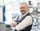 Associate Professor Guy German from SUNY's Binghamton University in the lab