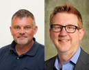 Professional photo of from left to right professors Carl Lipo and Thomas Pingel from Binghamton University