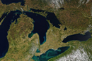 satellite view of the five Great Lakes