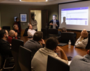 Professor Sangwon Yoon talks with local police about the Police Investigation Management System during a meeting at Binghamton University in November 2025