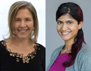Composite image featuring two researchers shown in side-by-side professional headshots against neutral backgrounds