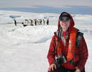 Heather Lynch with emperor penguins