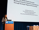 Judi Brown Clarke giving the keynote address at SEPA Mujer’s 2026 Health Equity Summit. Photo by Sage Media Productions