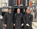 From left: Dilip Gersappe, Michael Dudley and Balaji Raghothamacharin in the Onsemi Research Center for Wide Bandgap Materials