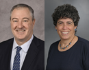 headshots of Stony Brook University's distinguished professor Sharon Nachman and Upstate Medical University's Interim Vice President for Research Stephen Thomas