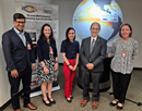 Left to right: Department of Materials Science and Engineering Chair Dilip Gersappe, Center for Understanding Biology using Imaging Technology Director Christine DeLorenzo, Interim Vice President for Research and Innovation Mónica Bugallo, College of Engineering and Applied Sciences Dean Andrew Singer, and Department of Chemistry Professor Elizabeth Boon at the Office of Naval Research