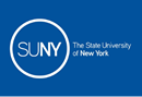 SUNY full logo in white on blue background