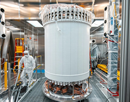 The LUX-ZEPLIN main detector in a surface lab before installation underground