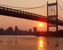 A heatwave sunset in Astoria Park, Queens