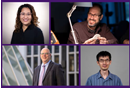 Composite image featuring four researchers shown in separate portrait-style photos arranged in a grid.