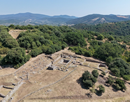 An aerial view of the area of the medieval cathedral with the cemetery under investigation in Rusellae