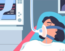 Illustration of a patient on a ventilator