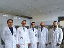 From left to right, Mehmet Zeynel Cilek, PhD;  Malek El Muayed, MD; Tuncay Delibasi, MD; Nidheesh Dadheech, PhD; and Ibrahim H. Topkaya, MD, are the diabetes research team working in the new islet bioengineering laboratory