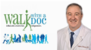 Photo of Upstate Medical University’s Dr. Stephen Thomas next to logo for Upstate’s to Walk with a Doc program logo