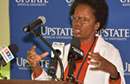 Sharon Brangman, MD, SUNY Distinguished Service Professor and director of the Center of Excellence for Alzheimer’s Disease, announces that area Offices for the Aging will screen individuals for memory concerns at a press conference Oct. 15, 2024