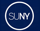 SUNY logo in white on navy background